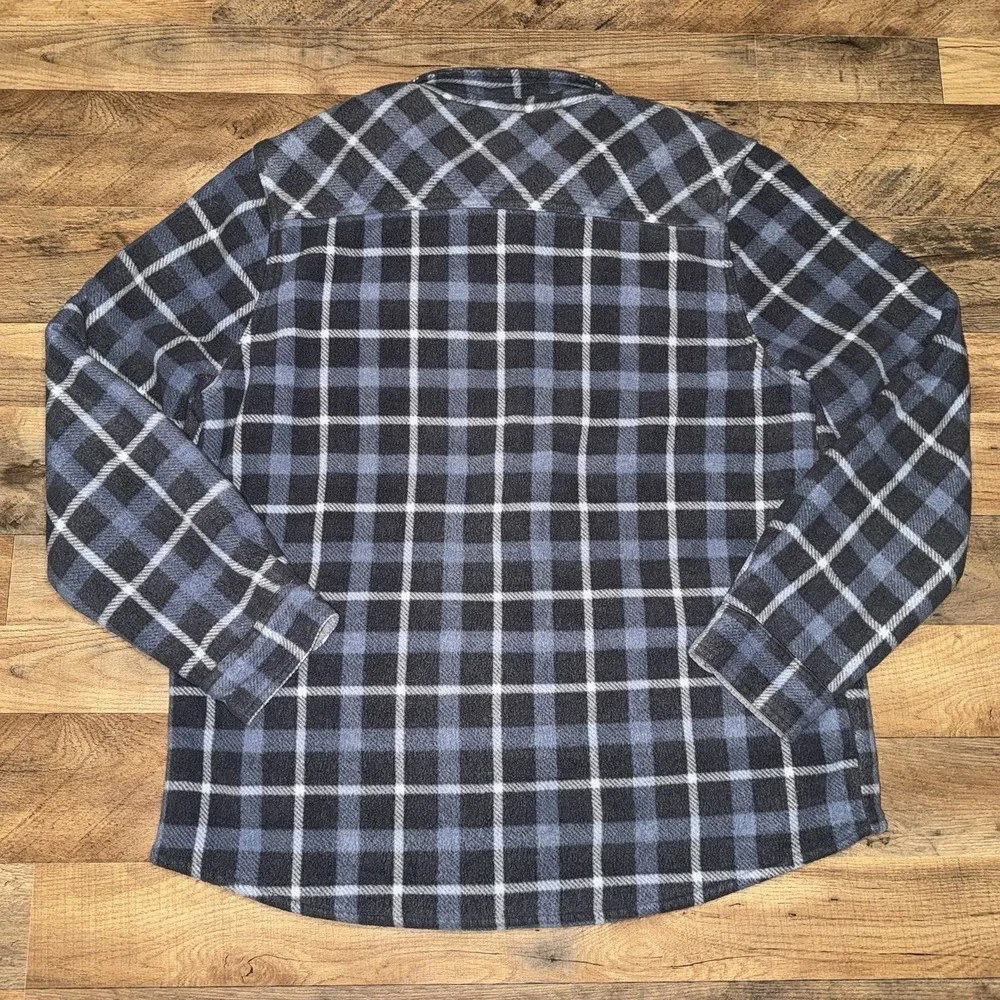 Voyager Sherpa Lined Men's Flannel Fleece Shirt Jacket Blue Plaid Size XL